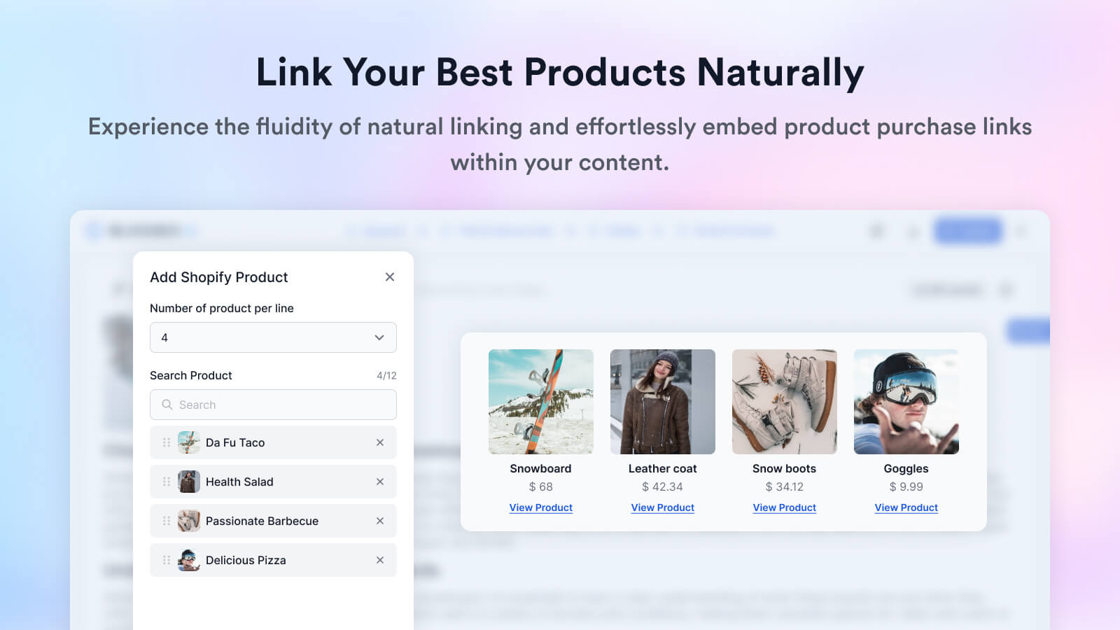 like your products within articles automatically