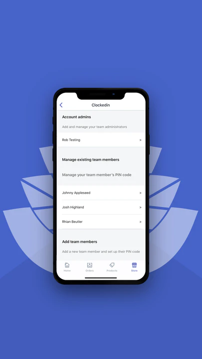 Inside of the mobile POS app, manage your team member's PIN code