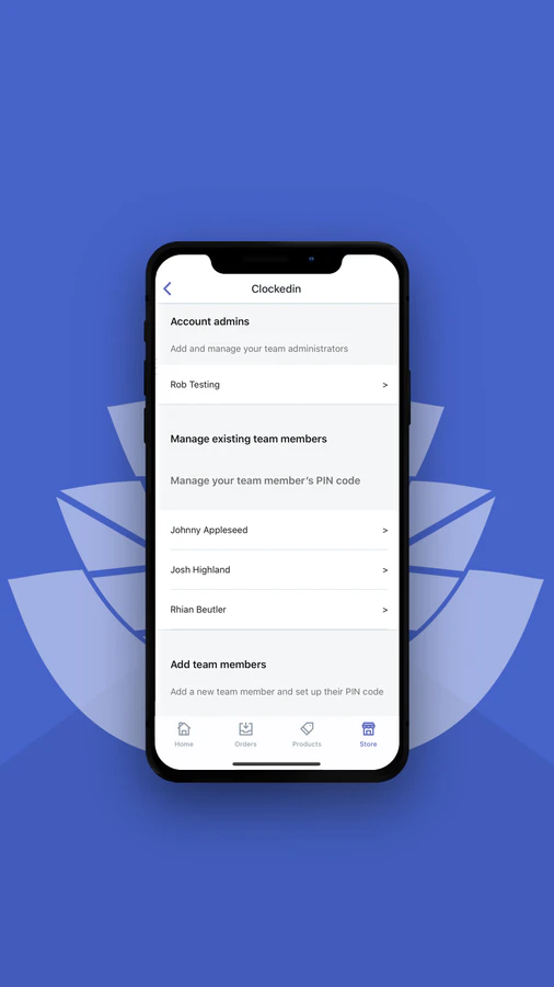 Inside of the mobile POS app, manage your team member's PIN code