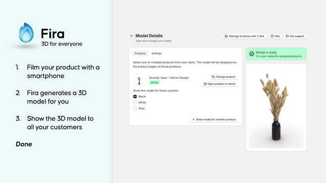 How 3D works with Fira: Film, upload & get notified.