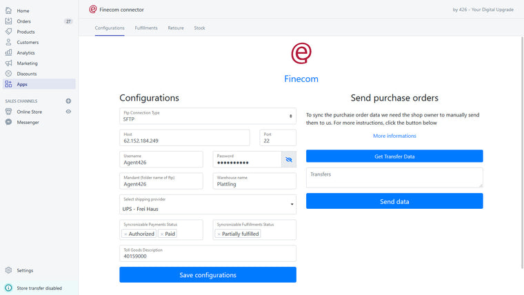 FineCom Logistics Screenshot