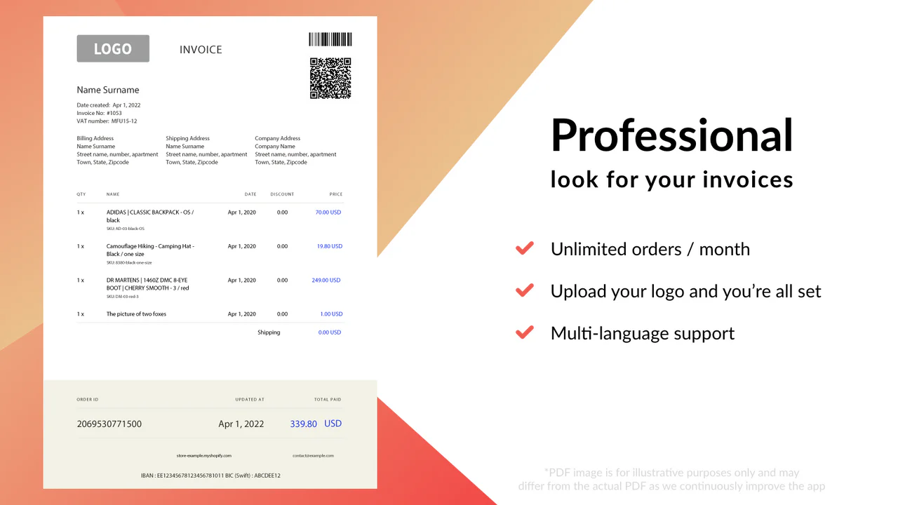 Printed or PDF invoice / receipt for my purchase-UpdraftPlus