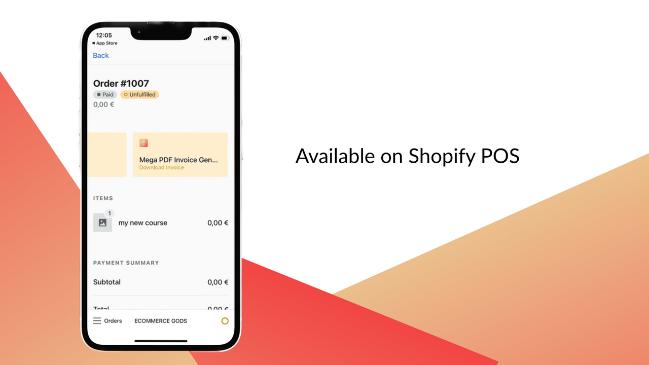 Mega PDF Invoice Generator – Shopify POS-stöd