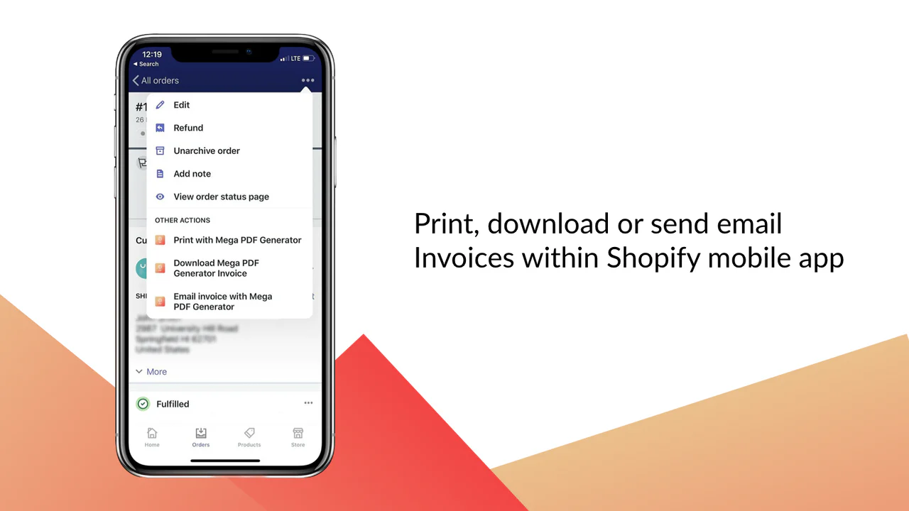 Mega PDF Factuur Generator voor Shopify op mobiel