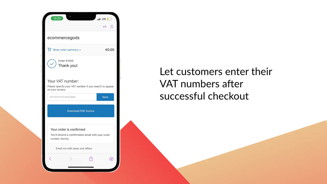 Lassen Sie Kunden ihre USt-Nummern nach erfolgreichem Checkout eingeben