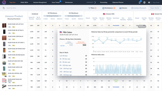 sales history popup