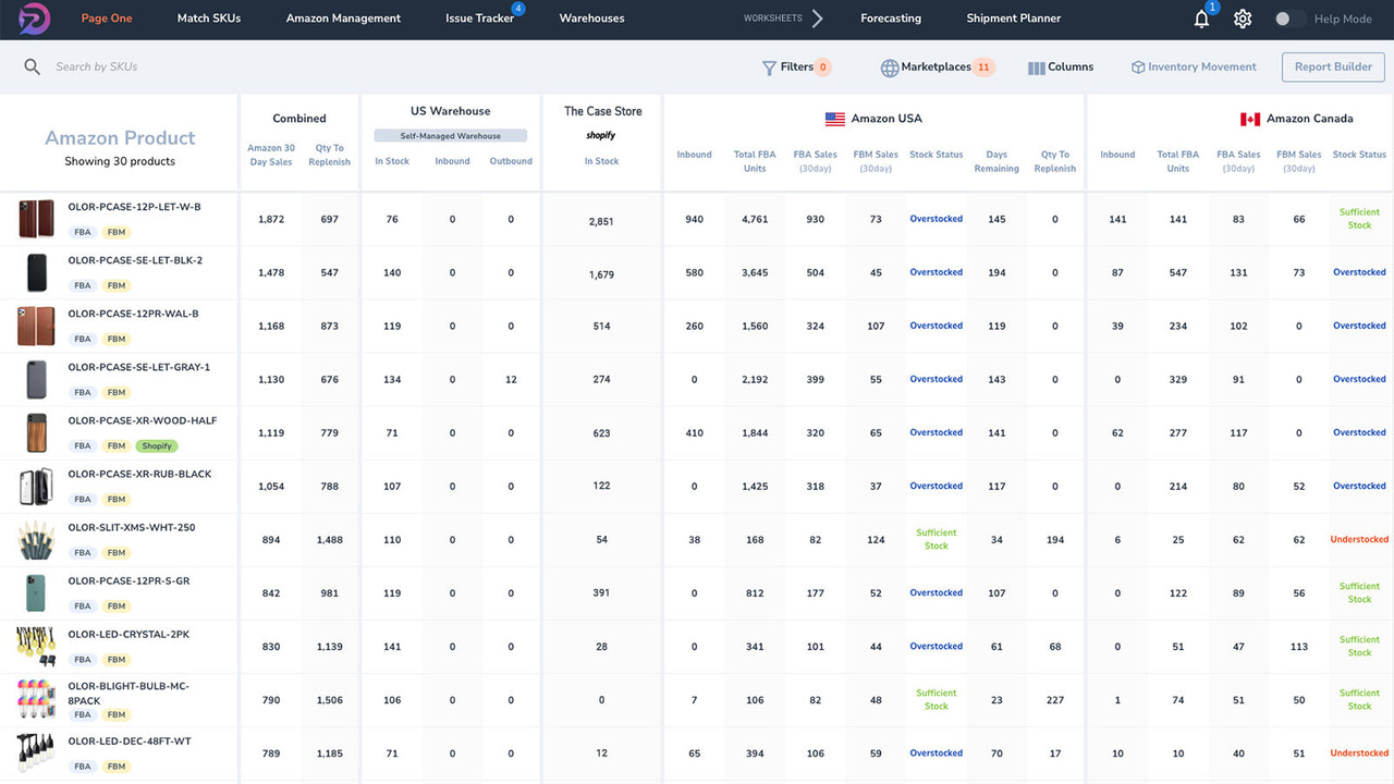 página uno con columna de shopify