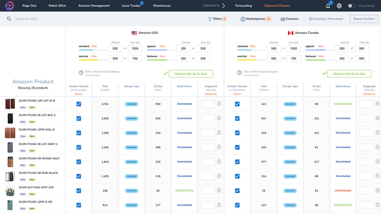 shipment planner