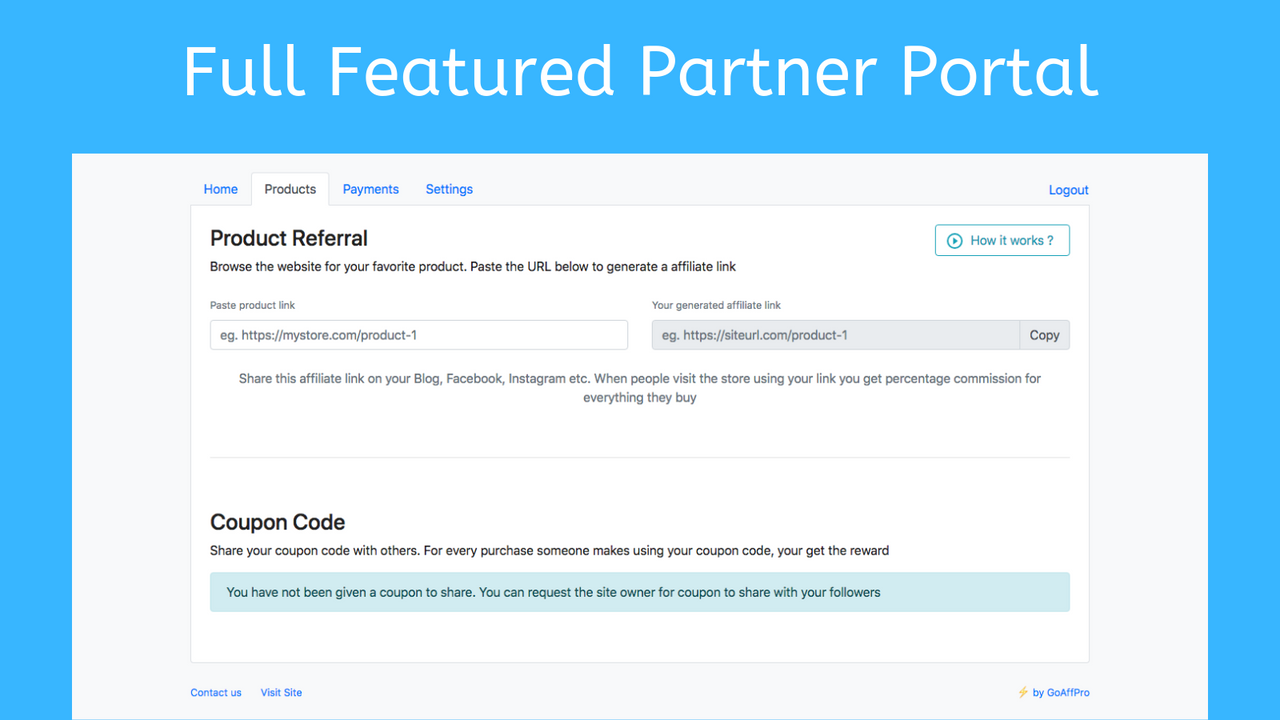 Fullt utrustad affiliate-portal