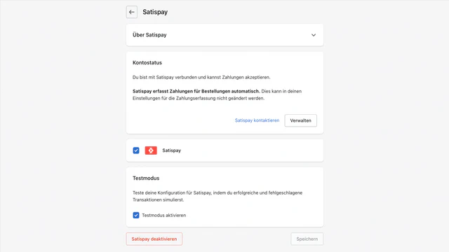 Satispay App Konfiguration