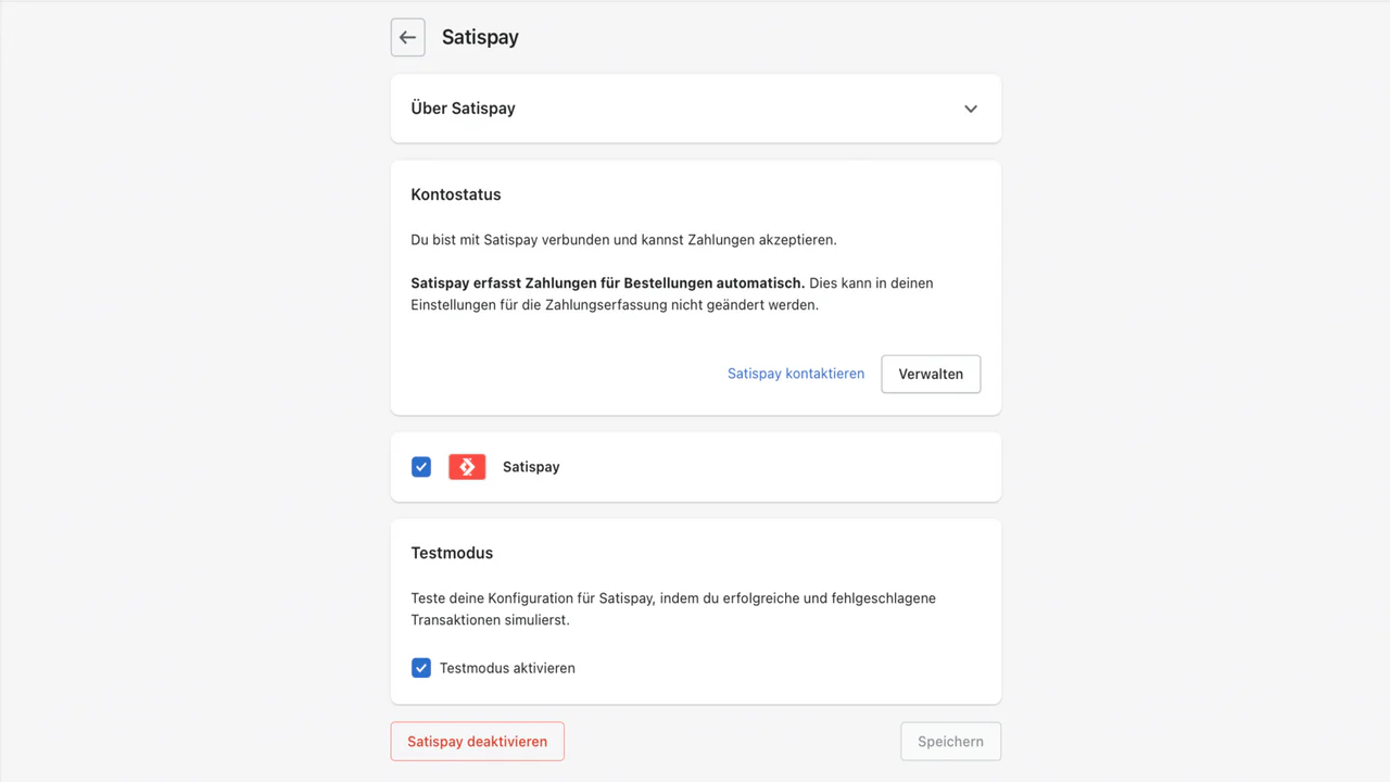 Satispay App Konfiguration