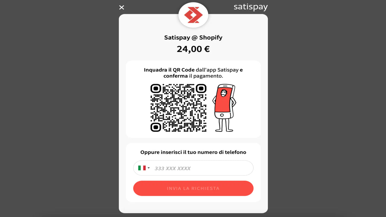 Page de paiement Satispay