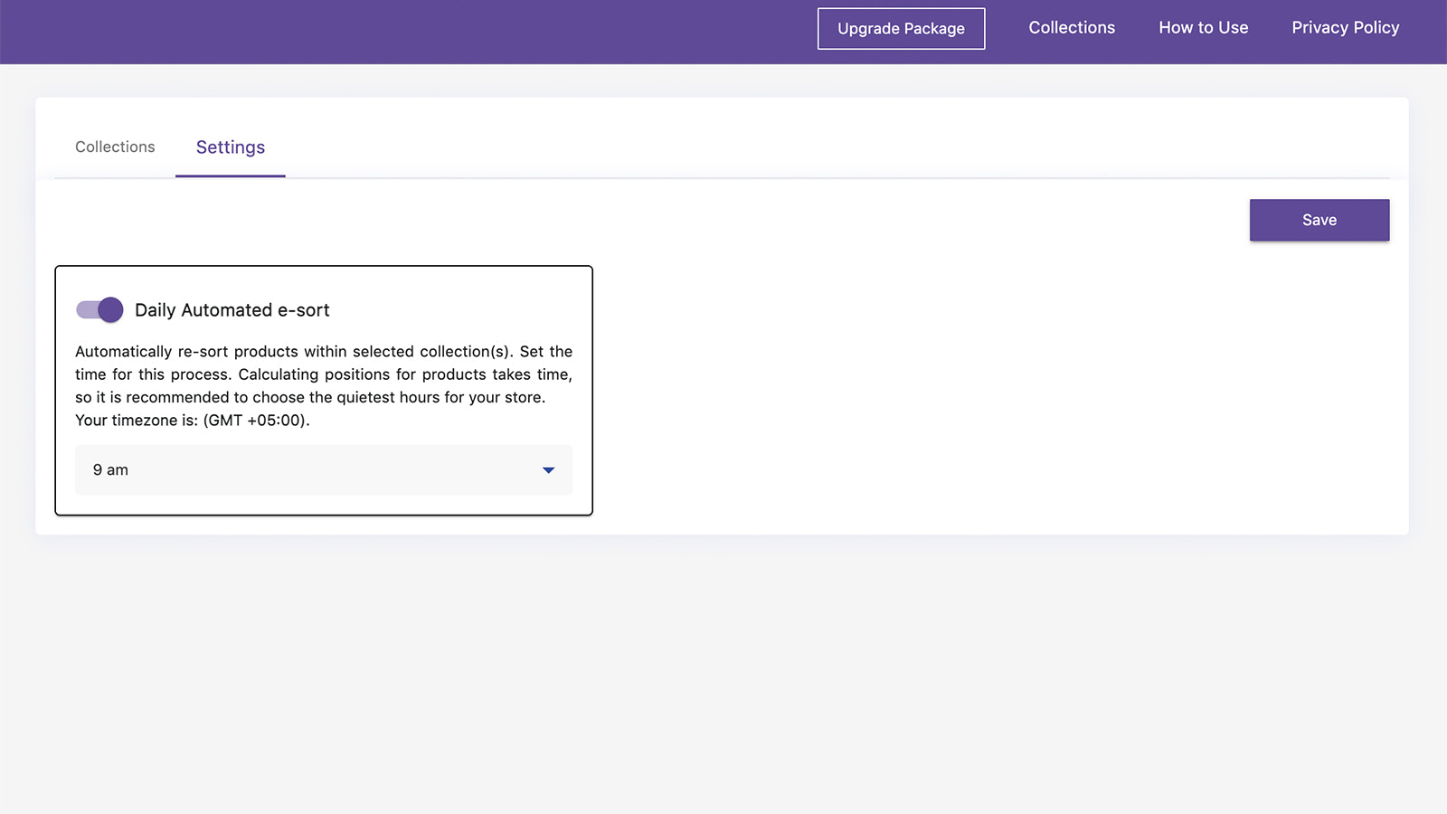 Set schedule to automatically sort products in collections