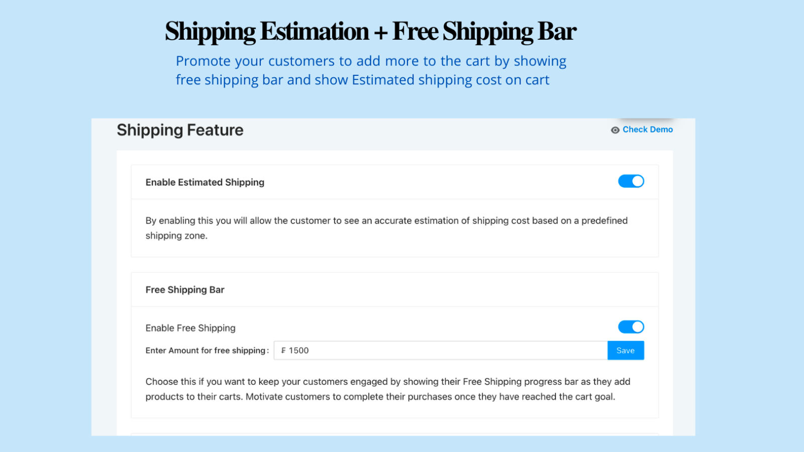 Free Shipping Bar & Shipping Estimation