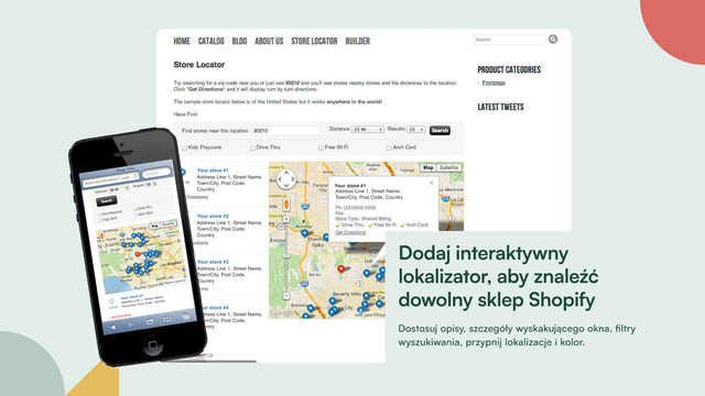 Dodaj interaktywny lokalizator aby znaleźć dowolny sklep Shopify