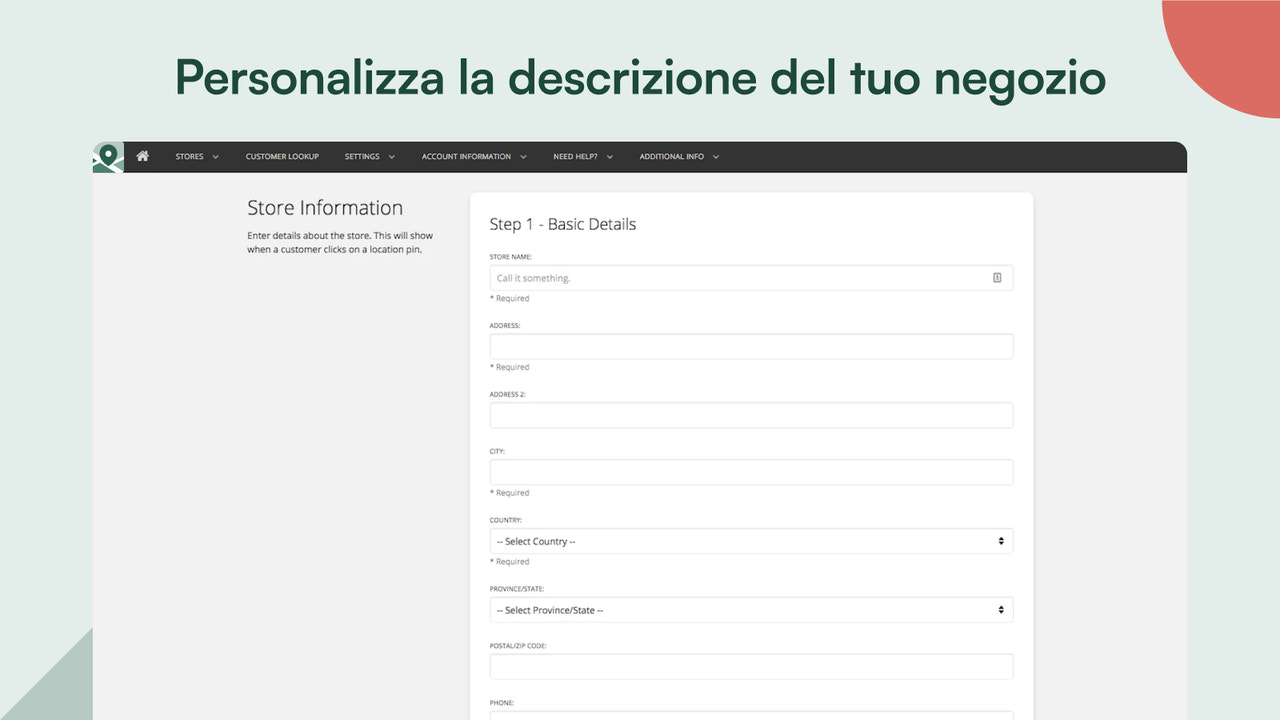 Personalizza la descrizione del tuo negozio