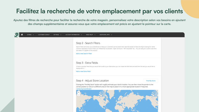 Facilitez la recherche de votre emplacement par vos clients