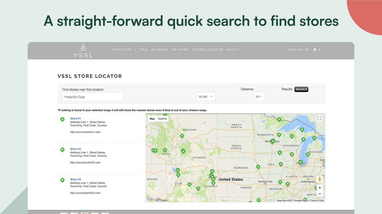 A straight-forward quick search to find stores