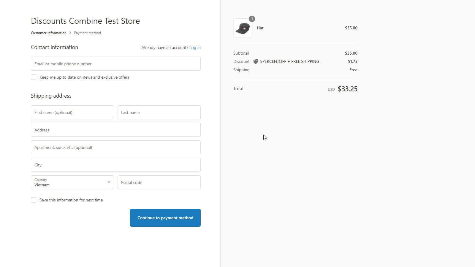 App work on checkout page 1