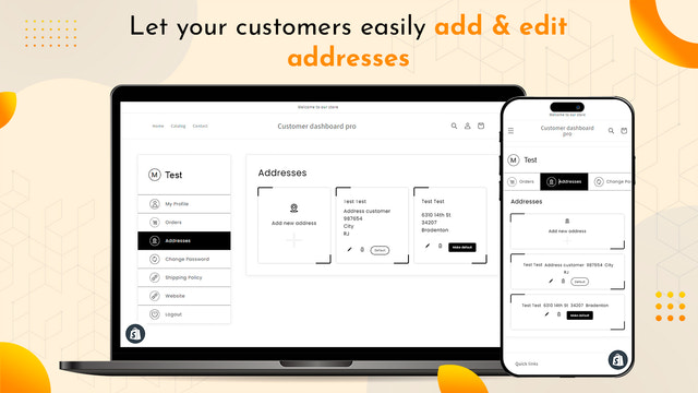 Edit address and customer profile