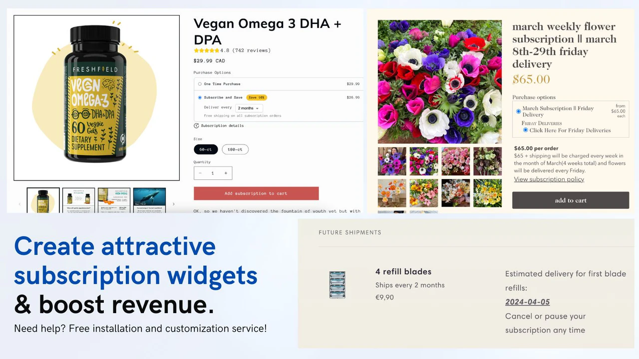 Boost your revenue with custom subscription widgets.