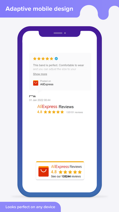 aliexpress reviews widget mobile