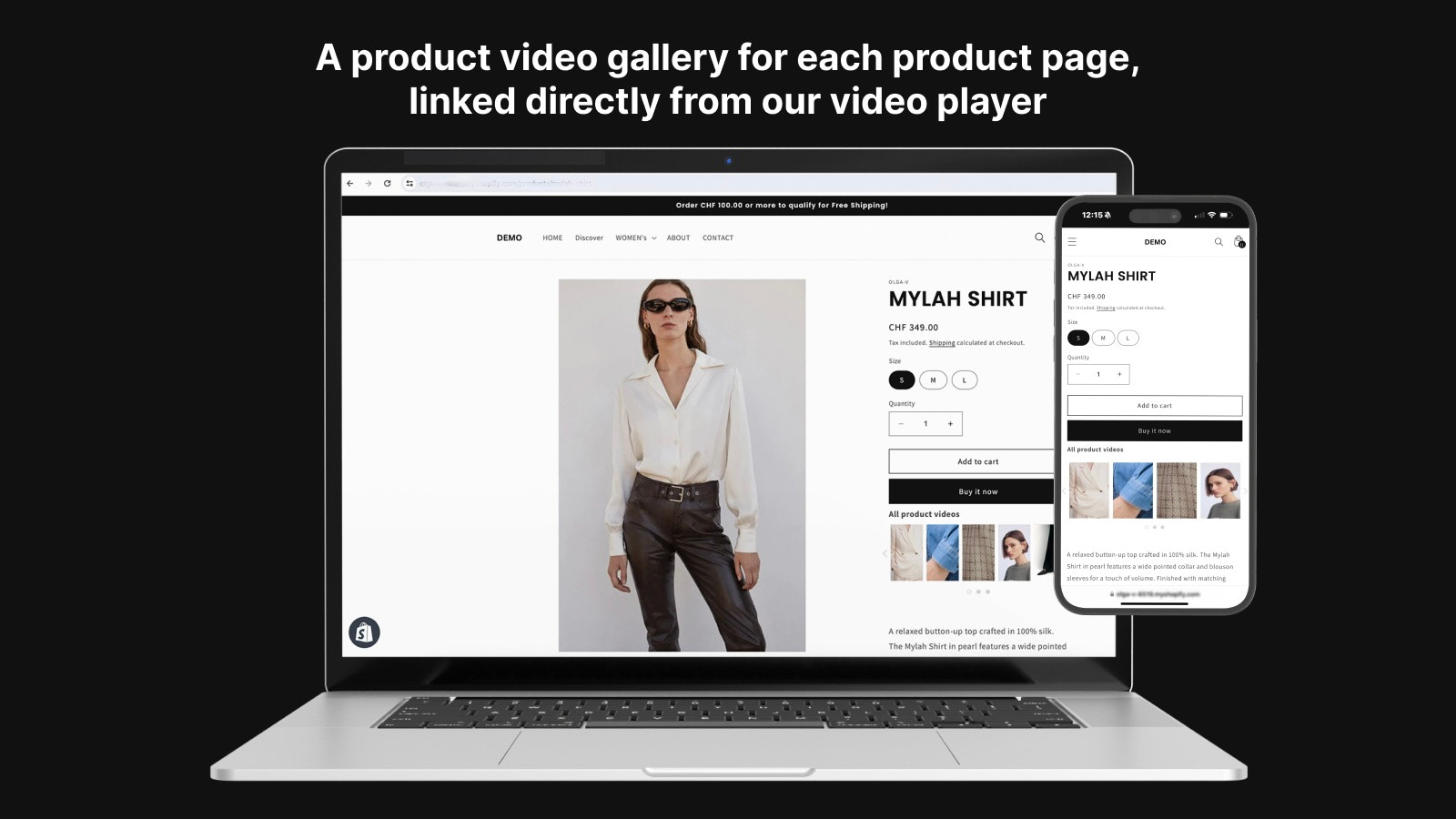 una galería de videos de productos para cada página de detalles del producto