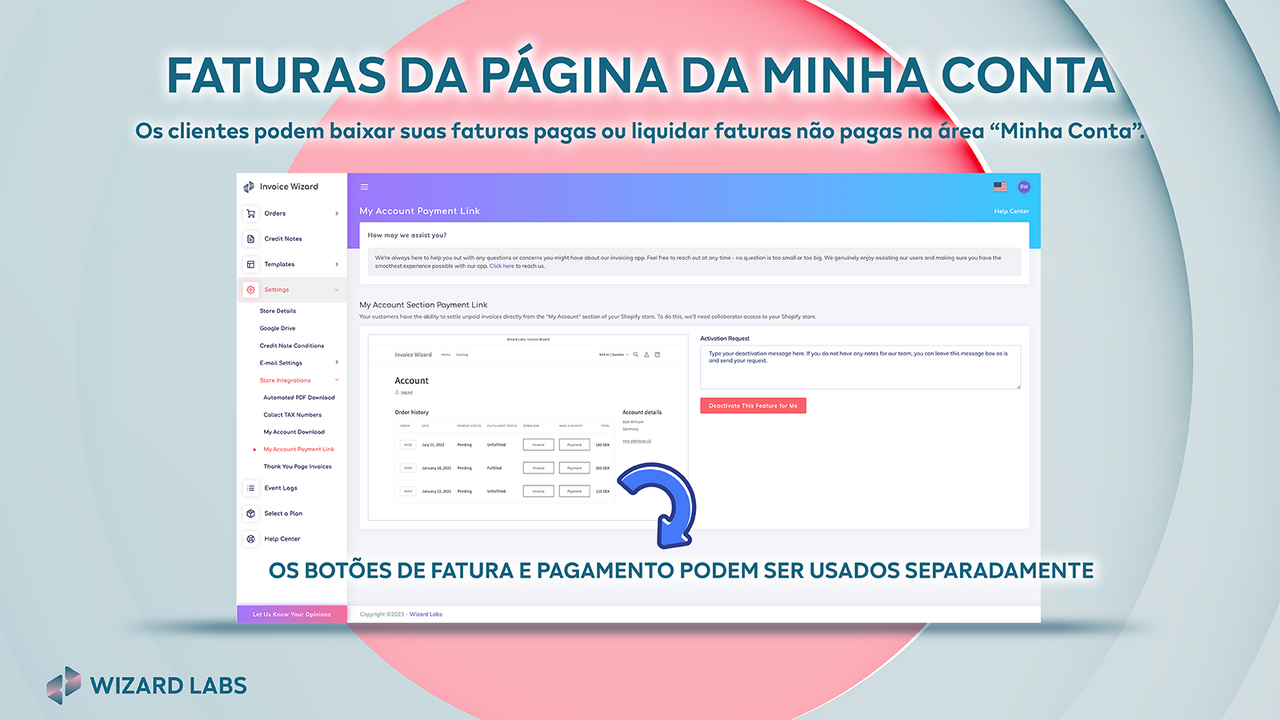 Link de pagamento da minha conta