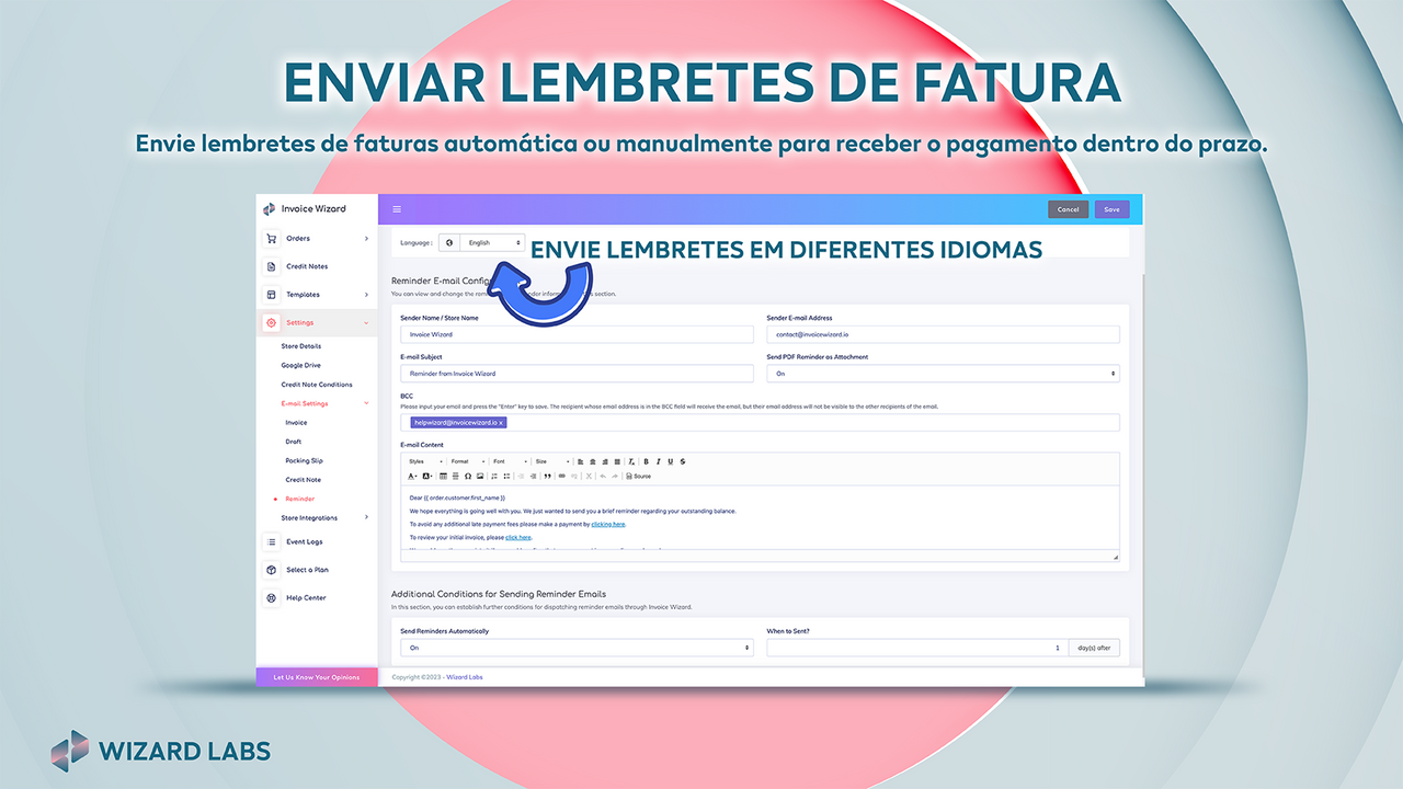 Envie lembretes de faturas automaticamente