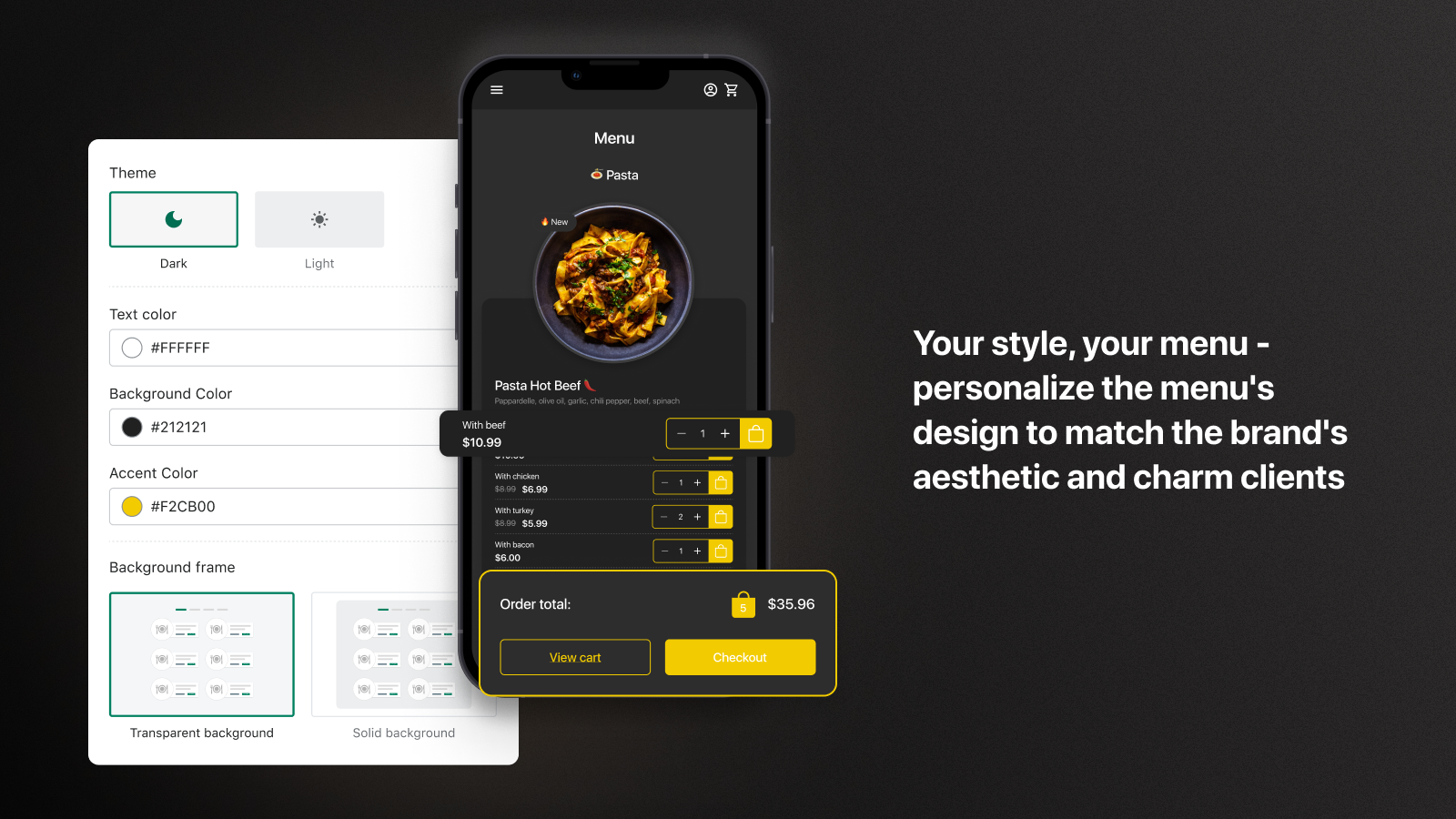 Votre style, votre menu - personnalisez le design du menu pour qu'il corresponde à