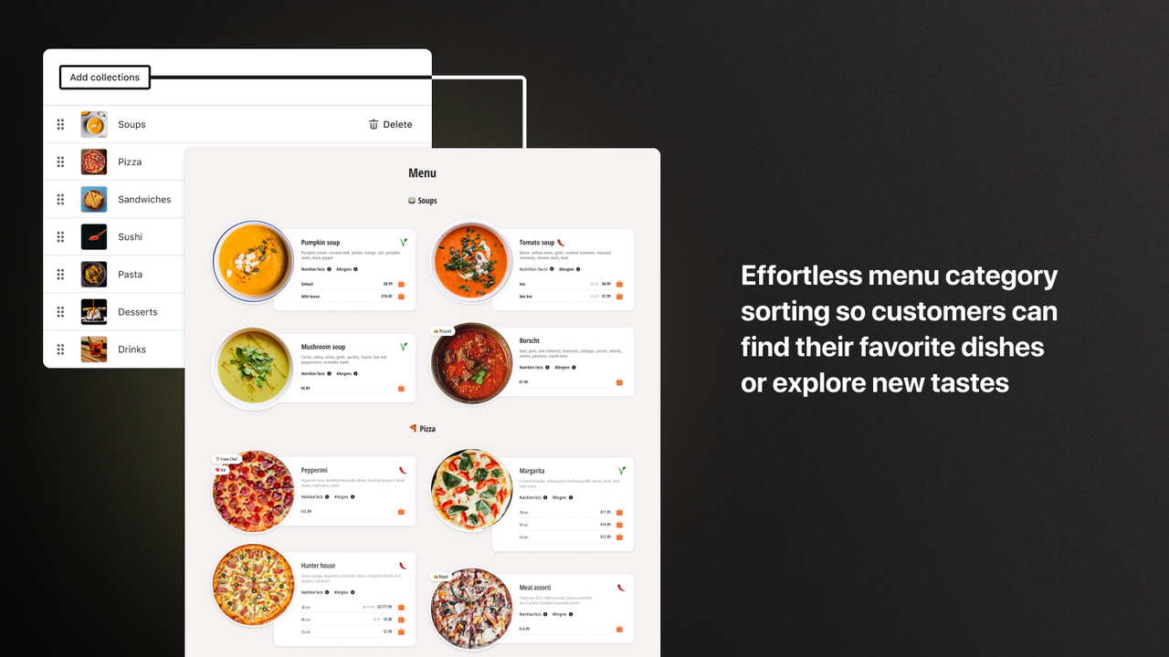 Effortless menu category sorting so customers can find their fav