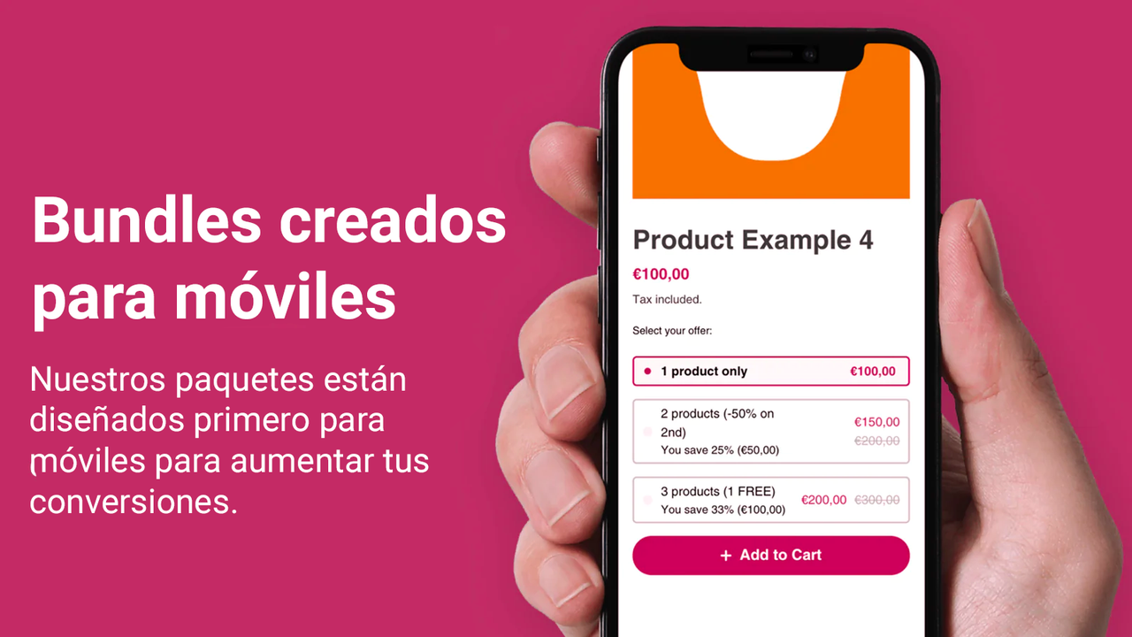 Paquete y descuentos por cantidad en móvil con WideBundle