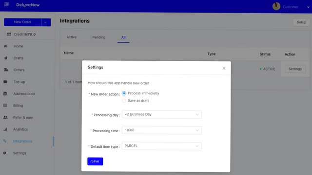 Configureer integratie-instellingen