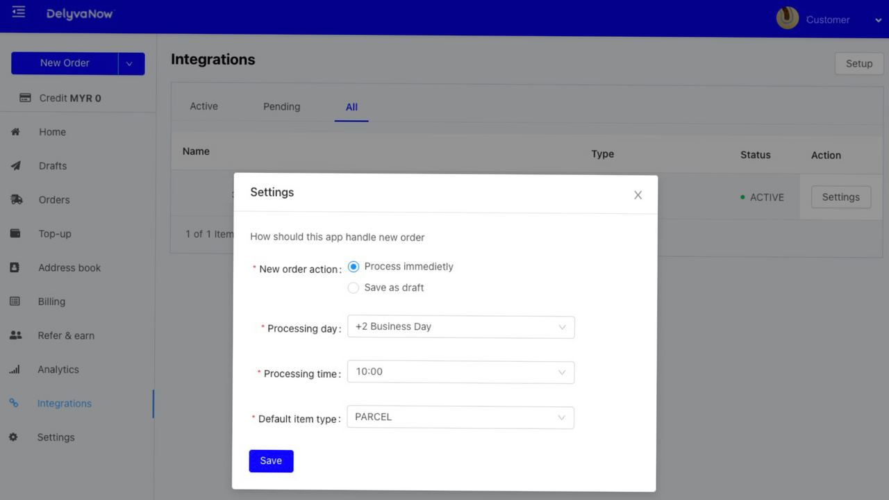 Configureer integratie-instellingen