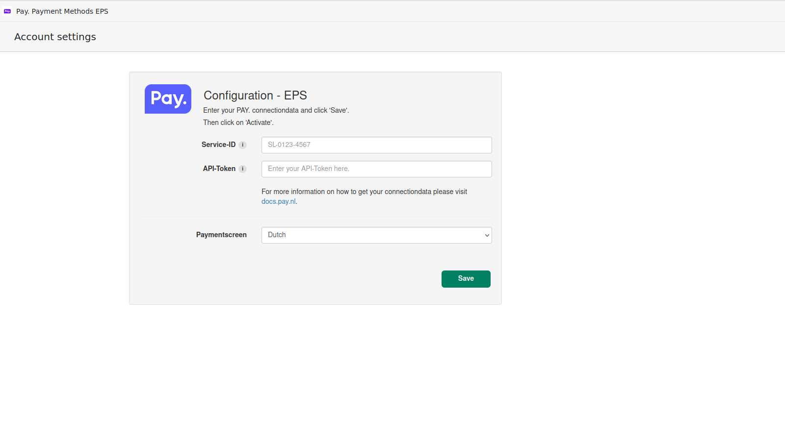 Configure os dados de conexão no aplicativo