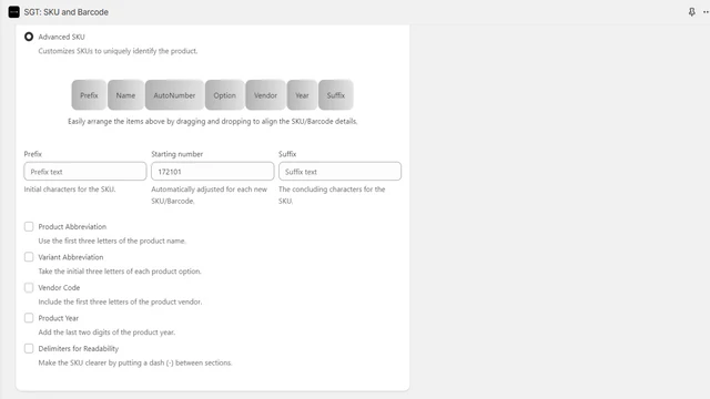 SKU and Barcode Codes Format