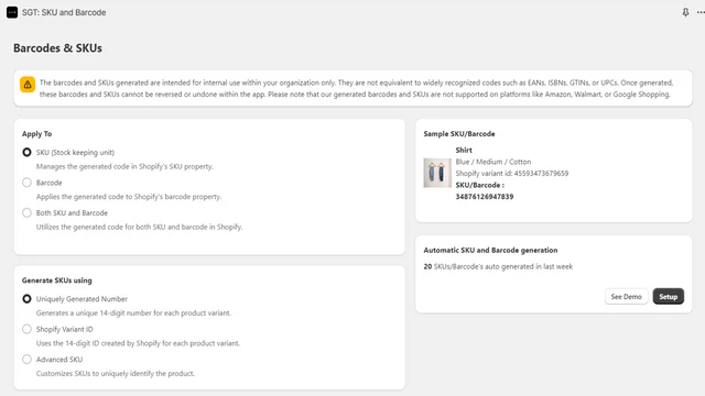 Easy SKU und Barcode Generator