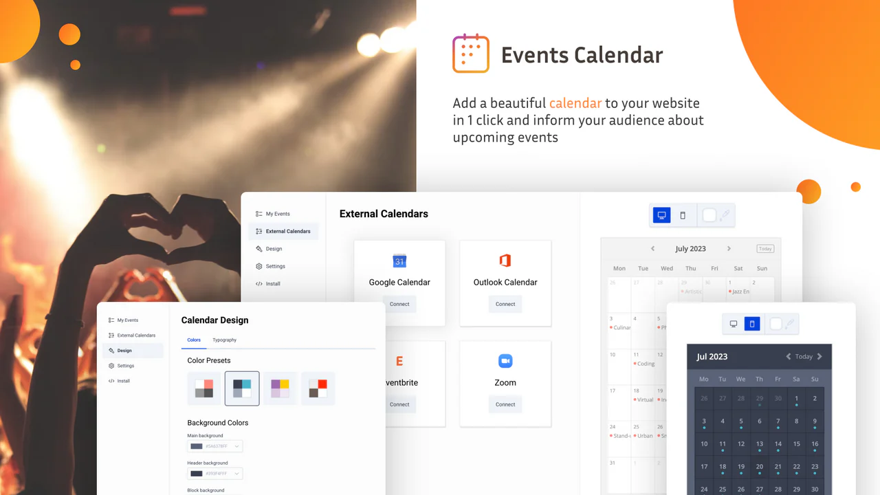 Get a beautiful Events Calendar for your shop!