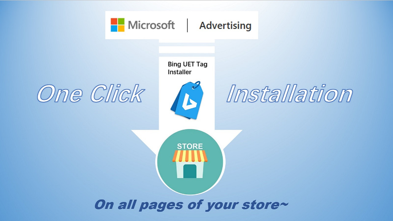 Um clique para instalar Bing UET Tag em todas as páginas da sua loja.