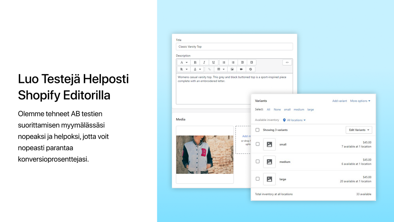 Tee Testejä Shopify editorin kautta