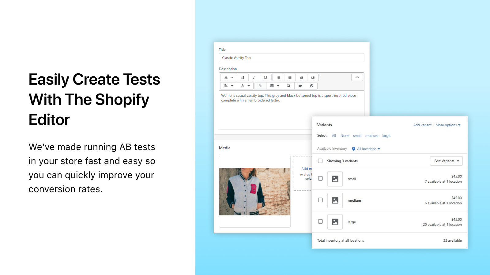 Make Tests through the Shopify editor