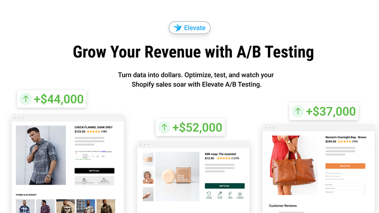 Elevate A/B Testing Price Test Screenshot