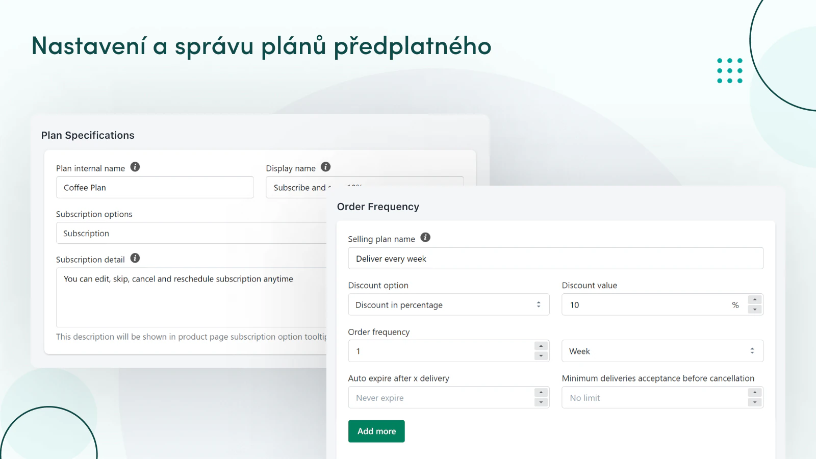 Nastavit a spravovat plán předplatného