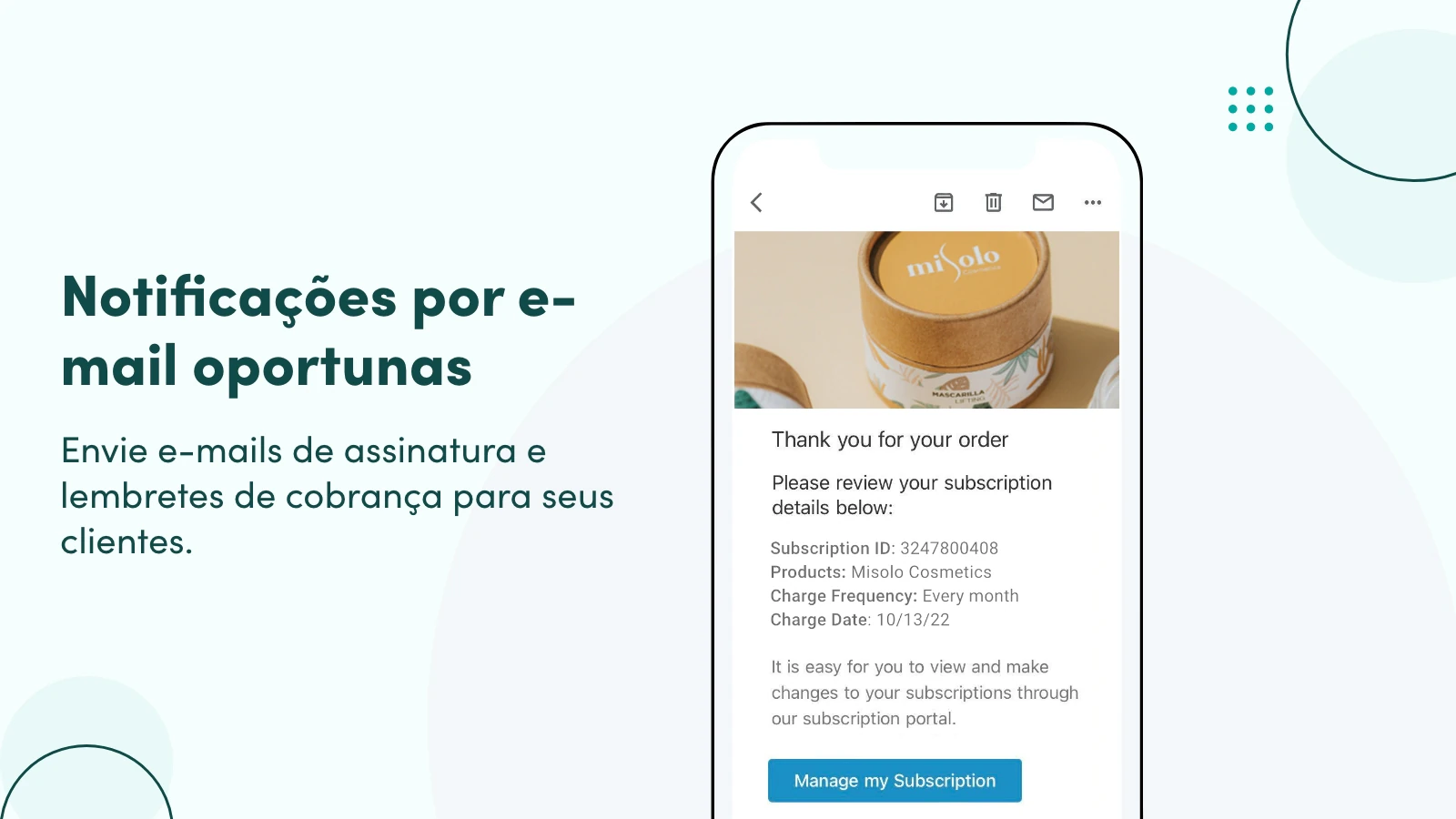 Notificações por e-mail oportunas