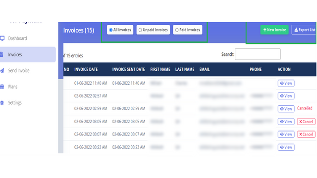 Invoices List