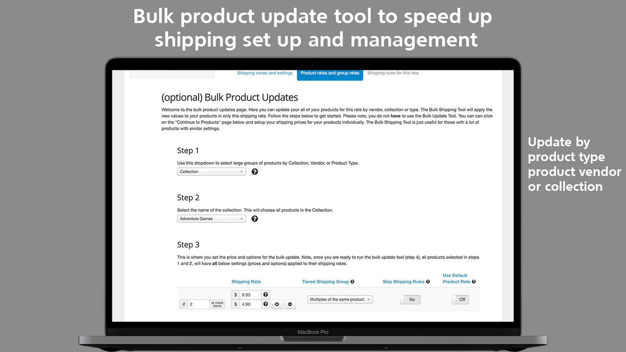 Better Shipping bulk opdatering forsendelsesrate efter samling leverandør