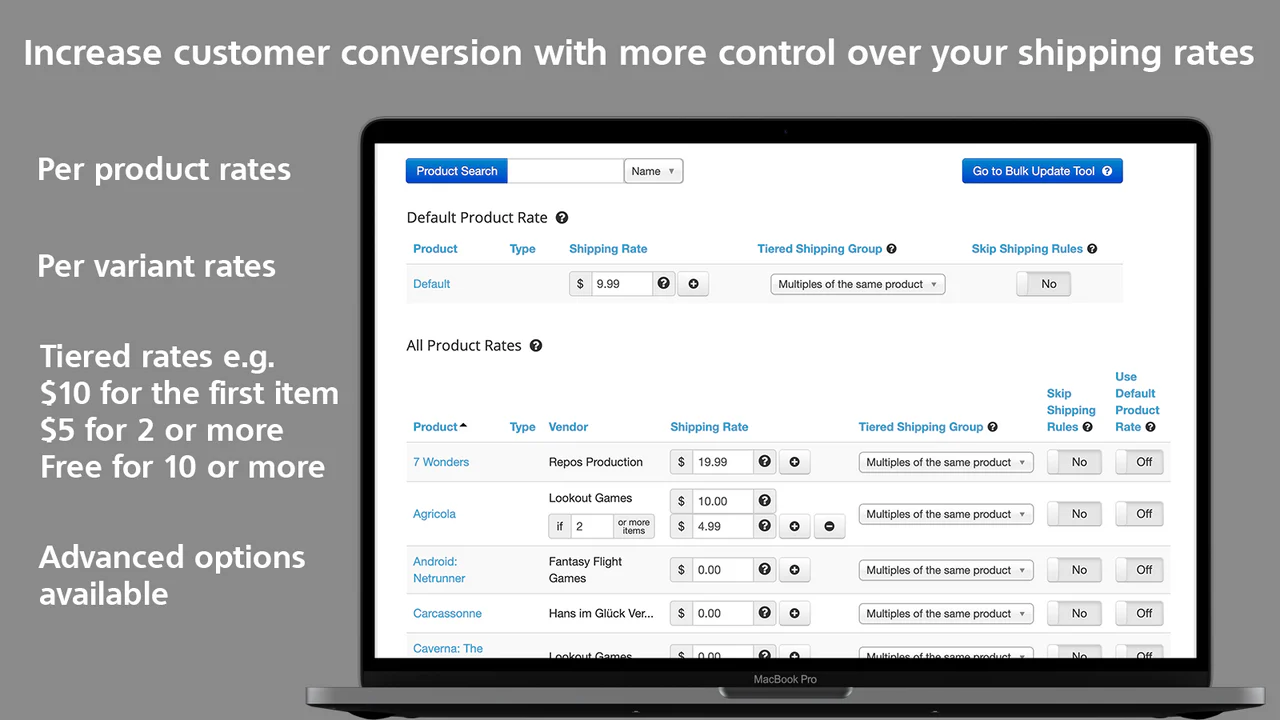 Better Shipping por variante de produto tarifas em camadas regras avançadas