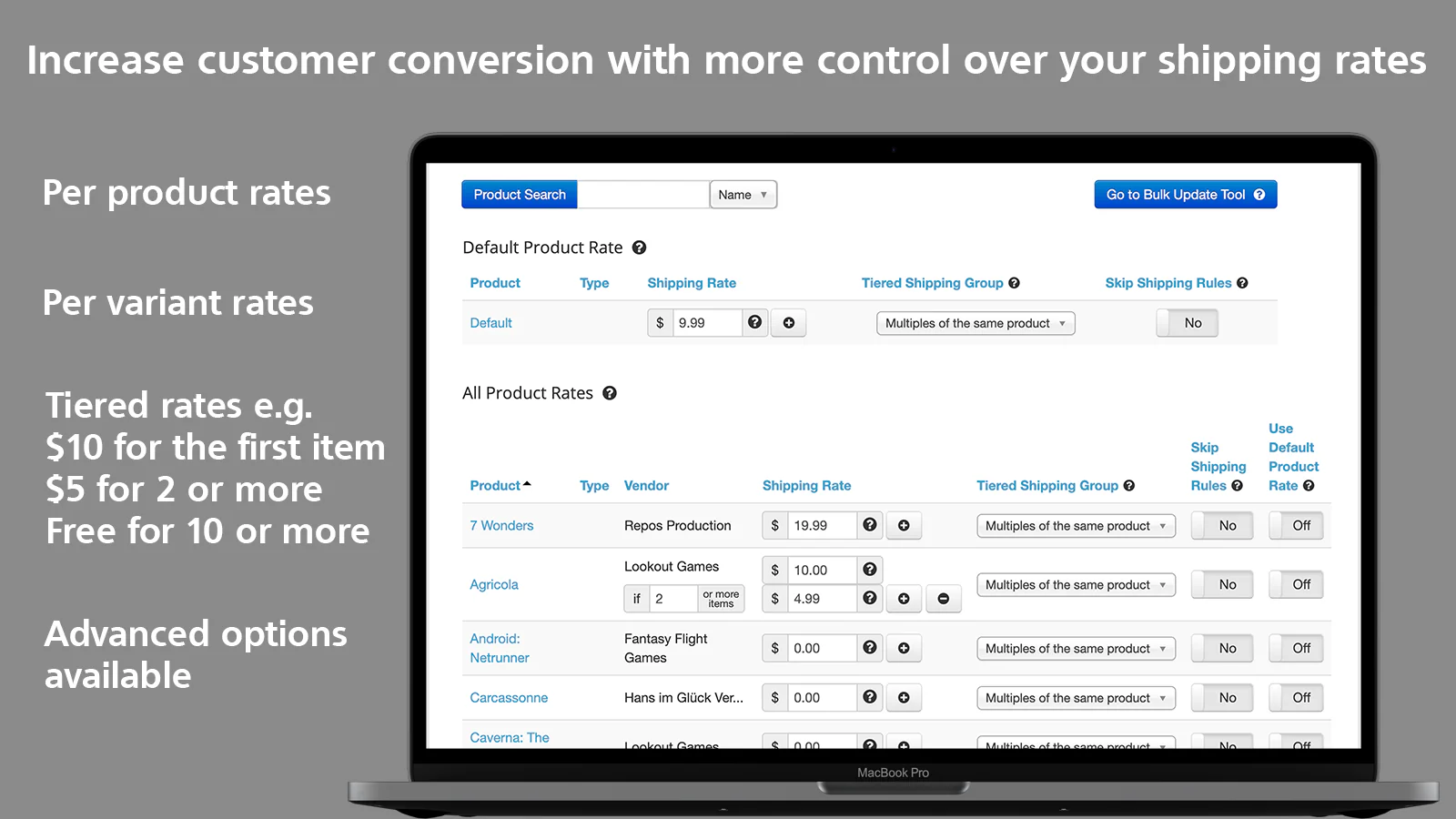 Better Shipping per product variant tiered rates advanced rules