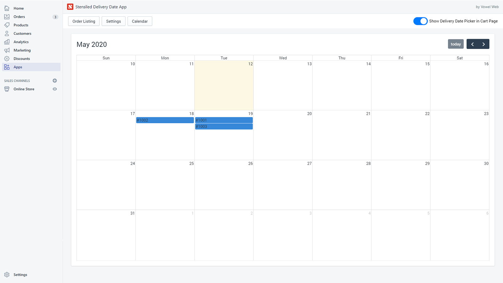 calender order view