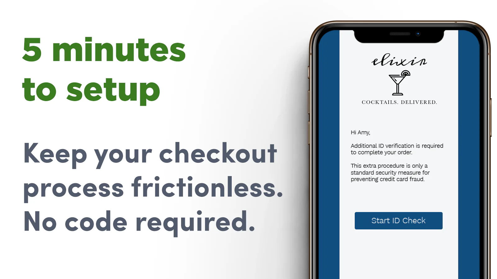 5 minutes pour configurer, gardez votre processus de paiement sans friction avec aucun code